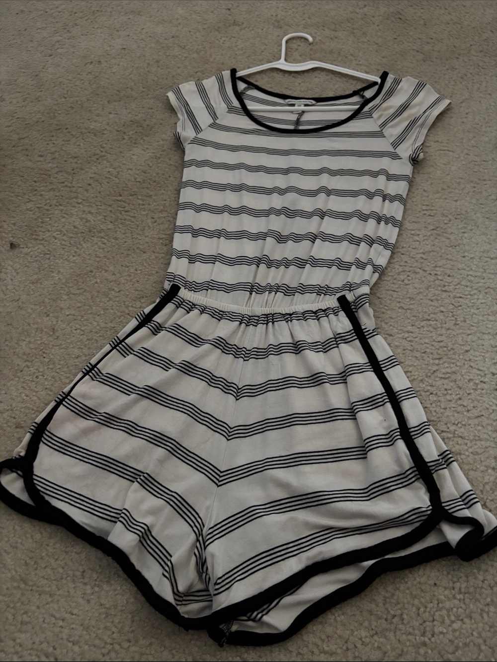 American Eagle Outfitters Black and White Striped Mini Dress/Romper